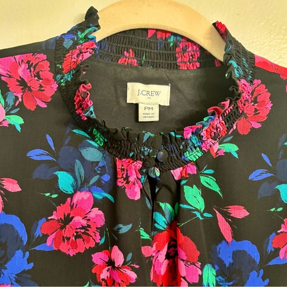 J Crew button front blouse collar floral cottagecore long sleeve petite medium - Picture 5 of 10